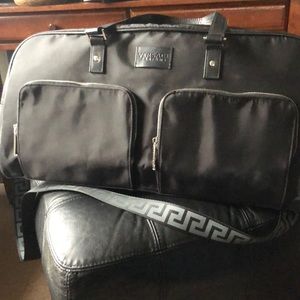 Versace parfums black silver duffle travel weekend bag